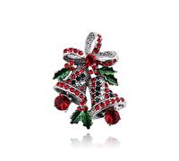 Christmas Brooch for Women Vintage Christmas Red Green Rhinestone Jingle Bell Brooches Pins Unique Christmas Red Flower Brooch Xmas Themes Jewelry Accessories, L, CZ, no gemstone