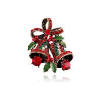 Christmas Brooch for Women Vintage Christmas Red Green Rhinestone Jingle Bell Brooches Pins Unique Christmas Red Flower Brooch Xmas Themes Jewelry Accessories, Large, CZ, no gemstone