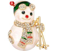 Christmas Brooch Pin Lady Rhinestone Inlaid Christmas Snowman Enamel Brooch Pin Lapel Decor Xmas Gift New Year Xmas Thanksgiving Gifts Christmas Party Decorations_Al399-A Excellent popular