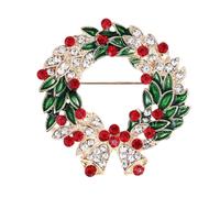 Christmas Brooch Pin Rhinestone Crystal Christmas Trees Santa Claus Socks Bells Elk Lapel Pin for Women Jewelry, Metal, no gemstone