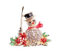 Christmas Brooch Pin Rhinestone Crystal Christmas Trees Santa Claus Socks Bells Elk Lapel Pin for Women Jewelry, Metal, no gemstone