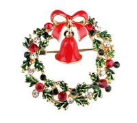 Christmas Brooch Pin Rhinestone Crystal Christmas Trees Santa Claus Socks Bells Elk Lapel Pin for Women Jewelry, Metal, no gemstone