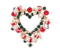 Christmas Brooch Pin Rhinestone Crystal Christmas Trees Santa Claus Socks Bells Elk Lapel Pin for Women Jewelry, Metal, no gemstone