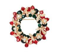 Christmas Brooch Pin Rhinestone Crystal Christmas Trees Santa Claus Socks Bells Elk Lapel Pin for Women Jewelry, Metal, no gemstone