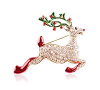 Christmas Brooch Pin Rhinestone Crystal Christmas Trees Santa Claus Socks Bells Elk Lapel Pin for Women Jewelry, Metal, no gemstone