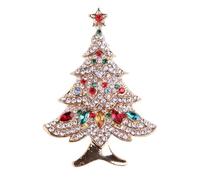 Christmas Brooch Pin Rhinestone Crystal Christmas Trees Santa Claus Socks Bells Elk Lapel Pin for Women Jewelry, Metal, no gemstone
