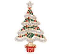 Christmas Brooch Pins Crystal Christmas Tree Snowflake Jingle Bell Reindeer Enamel Brooches Holiday Party Gift for Women, M, Zinc, no gemstone