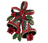 Christmas Brooch Pins Crystal Christmas Tree Snowflake Jingle Bell Reindeer Enamel Brooches Holiday Party Gift for Women, M, Alloy Steel, no gemstone