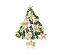 Christmas Brooch Pins Crystal Christmas Tree Snowflake Jingle Bell Reindeer Enamel Brooches Holiday Party Gift for Women, M, Alloy Steel, no gemstone