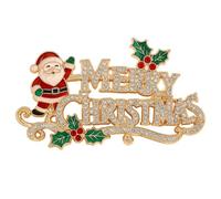 Christmas Brooch, Santa & Tree Merry Christmas Letter Rhinestone Enamel Pin | Ideal holiday xmas eve party accessory for women men