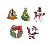 Christmas Brooch Set for Women Cute Santa Snowman Reindeer Tree Wreath Enamel Pins Festive Christmas Jewelry Gifts, M, Alloy Steel, no gemstone