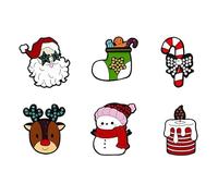 Christmas Brooch Set for Women Cute Santa Snowman Reindeer Tree Wreath Enamel Pins Festive Christmas Jewelry Gifts, M, Alloy Steel, no gemstone