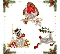 Christmas Brooches for Women, 3-Piece Robin Snowman Deer Pin Set | "Robin, Snowman, Deer Brooch Set, Festive Christmas Pins for Women, Secure Clasp, Lightweight Design "