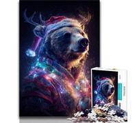 Christmas Brown Bear Puzzles 1000 Pieces for Adults,Help The Brain Exercise Addictive Toys to Cultivate Patience Unique Challenge Game (50x75cm)