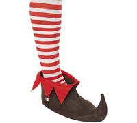 Christmas Brown Elf Fancy Dress Festive Cosplay Shoes With Bells