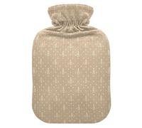 Christmas Brown White Minimalist Tree Hot Water Bottles with Soft Cover, 1L Water Bags for Arthritis