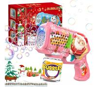 Christmas Bubble Gun for Kids,10 Holes Bubble Machine Portable Bubble Blaster 10000+ Bubbles per Minute with LED Lights Bubble Toy with 90ml Bubble Solution for Kid Christmas Wedding Party