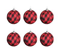 Christmas Buffalo Plaid Fabric Ball Ornament Hanging Christmas Balls Decortions Christmas Tree Baubles for Holiday Party Xmas Decor(6Pcs A)