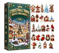 Christmas Building Block advent 2026, 24 Days DIY Building Blocks | 2D Acrylic Building Blocks Pendant With Hanging Loops 22x30cm Christmas Tree Decor, DIY Building Set For Christmas Trees
