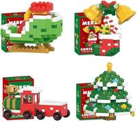 Christmas Building Block Set, 4 Pack Christmas Theme Building Blocks Ornaments, Mini Building Figures, 2026 New Year Birthday Gifts,DIY Stocking Stuffers, Party Favors (Set B)