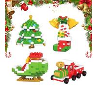 Christmas Building Blocks,4 Pack Christmas Theme Building Block Set,2025 Santa Claus Design Building Blocks Set,Mini Building Figures Ornaments,DIY Stocking Stuffers Christmas Tree (#A)