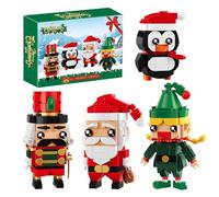 Christmas Building Blocks Kit - Santa Claus, Nutcracker, Elf & Penguin Figures Xmas Ornaments Bricks Party Favors, Goodie Bag Stuffers & Gifts for Kids Boys Girls