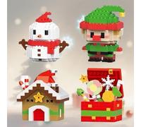 Christmas Building Blocks,Santa Claus Design Building Blocks Set,4PCS Christmas Building Block Theme Decor,Mini Building Figures,DIY Stocking Stuffers Christ mas Tree (B-4pcs)