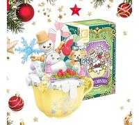 Christmas Building Blocks with LED Lights - 200 PCS Snowman Cake or Christmas Tree Cake Kit, ABS Material Elegant Festive Ornament in Colour Gift Box (Little Snowman)