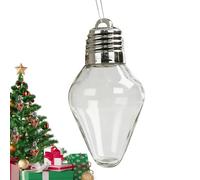 Christmas Bulb Gift Jar, DIY Fillable X'mas Light Bulb Clear Ornament with Screw Off Caps, Reusable Large Plastiic Empty Candy Card Gift Jar, Hanging Ornament for Craft Christmas Decor Party Favor