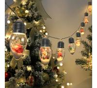 Christmas Bulb String Lights Battery Operated & Timer, 1.5M 5 LED Christmas Tree Lights with Cute Ornaments, Snow Globe Lights for Home Room Mantel Xmas Decoration Indoor (1 Pcs)