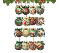 Christmas Bulbs Ornaments - 18 Pieces Wooden Pendant Tree Decorations With Rustic Festive Design | Christmas Tree Ball Ornaments For Home Party Tabletop Pathway Garden Fireplace Banister Window