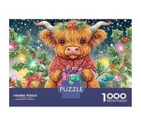 Christmas Bull Jigsaw Puzzles 1000 Pieces. Whimsical Challenge Toy for Adults Kids Age 14 Years Up 52x38cm/1000pcs