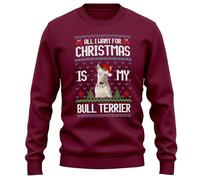 Christmas Bull Terrier Adults Sweatshirt All I Want Is My Bully Mens Womens Sweater Unisex, M, Maroon