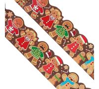 Christmas Bulletin Board Border, Gingerbread Man Santa Claus Christmas Tree Trim Border Chris-tmas Decoration, Cut Trim Borders Roll for Winter Chris-tmas Chalkboard Wall Decor