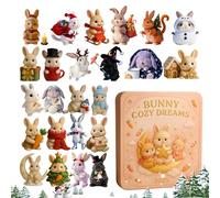 Christmas Bunny - 24 Collectible 2D | Advent Rabbit Countdown Calendar - For Holiday Classroom Desk Wall Tree Children Teenagers Adults Boy Girl Man
