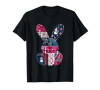 Christmas Bunny Patchwork Snowman Tree T-Shirt
