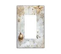 Christmas Bunny Rabbits Decorative Light Switch Cover Plate 1 Gang Single Rocker, Luxury Snowflakes Electrical Faceplate for Kitchen Bathroom, Animal Switchcover Decor
