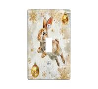 Christmas Bunny Rabbits Decorative Light Switch Cover Wall Plate 1 Gang Single Toggle, Luxury Snowflakes Electrical Faceplate for Kitchen Bathroom, Animal Switchcover Decor