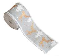 Christmas Burlap Ribbon with Wire Edging for DIY Holiday Bow Making,