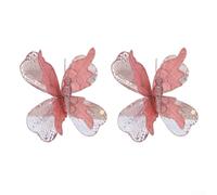 Christmas Butterfly Branch Picks Made of Fabric for Tree and Home Decoration, Lightweight and Simulated Butterflies for Festive Displays (Rose of gold)