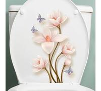 Christmas Butterfly Flowers Leaf Toilet Cover Sticker Decals Waterproof Toilet Lid Tank Seat Decals Cistern Self-Adhesive Bathroom Wall Sticker