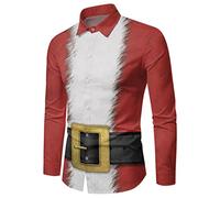 Christmas Button Down Shirt, Men's Button-Down Shirts, 3D Printed Santa Claus Shirts Funny Long Sleeve Button Down Tops for Festival Gifts Santa Claus Party