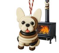 Christmas Button Ornament Craft Kit | Buttons + Yarn + Felt, 7.6x5x5cm | French Bulldog DIY Holiday Decor for All Ages | Fun Tree Hanging Gift Material Pack