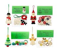 Christmas Button Ornament Making Set, Handmade Stacked Colorful Buttons Christmas Hanging Decorations, Craft Buttons Kit with Snowman/Santa/Angel/Tree, Funny Holiday Decor