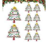 Christmas Buttons - 10 Pieces Tree Shaped Decorative Pins - 2D Acrylic Christmas Ornaments for Arts and Crafts for Holiday Decoration Adults Women Men Stockings, Se référer à la description, Acrylic