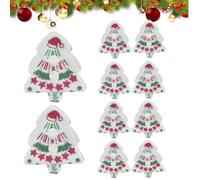 Christmas Buttons | 10 Pieces Tree Shaped Ornament for Decoration with Pin - 2D Acrylic Christmas Ornaments for Crafts | For Decorating Adults Clothes Accessories