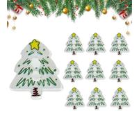 Christmas Buttons for Craft | 10 Pieces Tree Shaped Ornament for Decoration with Pin | 2D Acrylic Christmas Ornaments for Arts and Crafts for Adults Women Party Decoration