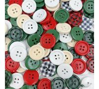 Christmas Buttons for Crafting, 100Pcs Small Red and Green Mixed Colour Assorted Buttons, Round 4-Hole Sewing Wooden Button for Stocking DIY, Christmas Decorations, Knitting and Handmade Gifts