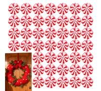 Christmas Buttons for Crafts | Pack of 50 Decorative Round Accessories - 4 Holes Resin Candy Canes for Craft Buttons - For Women Home Christmas Handmade Project Clothing