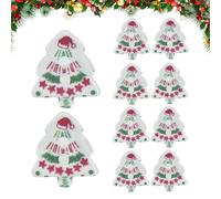 Christmas Buttons for DIY, 10 Pieces Tree Shaped Pin Ornament - 2D Acrylic Christmas Ornaments for Crafts - for Adults Women Men Holiday Clothing Decoration
